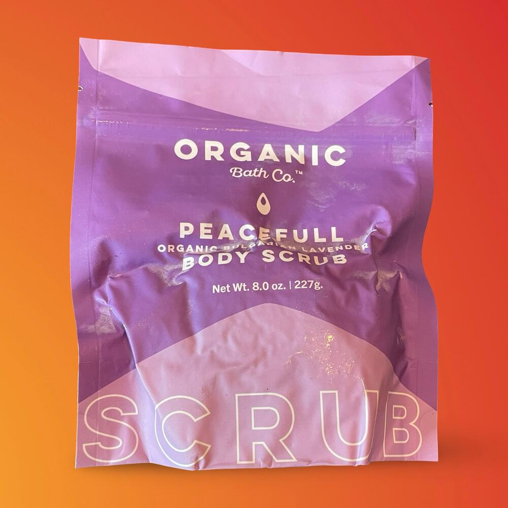 Organic Bath Co PeaceFull Bulgarian Lavender Body Scrub 8 oz Organic Vegan USA